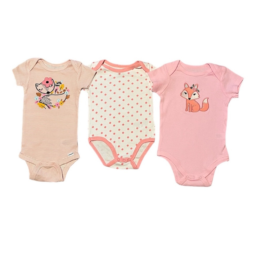 3 Pack Girls 6-9M Fox Onesies Bundle